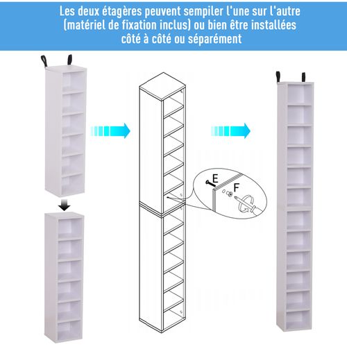 Lot De 2 Étagères Colonnes Range-cd/dvd 21l X 19l X 88h Cm