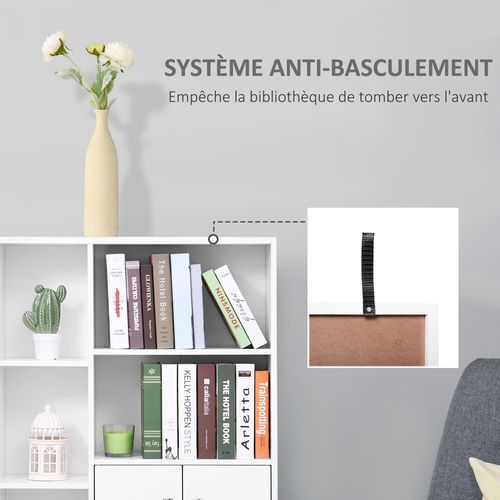 Bibliothèque Scandinave 4 Niches Placard 2 Portes - Blanc