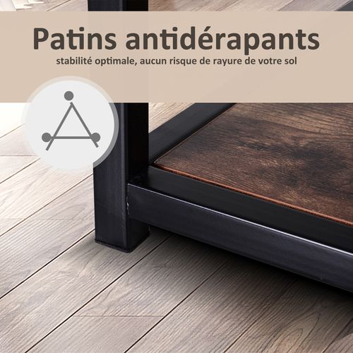 Meuble TV Design Industriel Dim. 120l X 40l X 45h cm Coloris Boisé Métal Noir