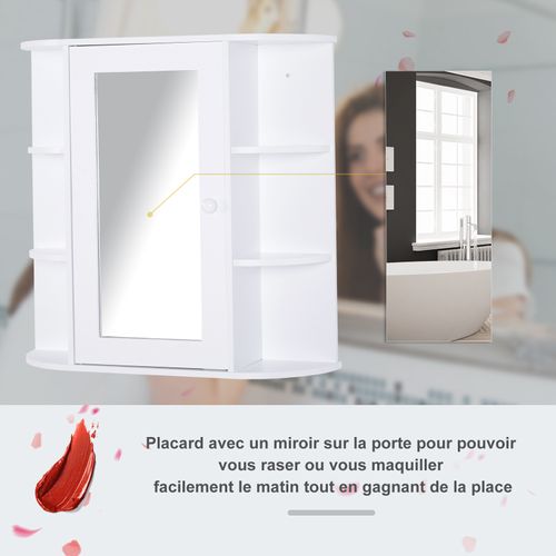 Armoire à Glace 1 Porte Étagères Latérales Blanc