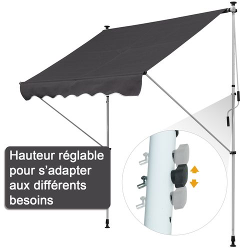 Store Banne Manuel Rétractable 2l X 1,5l X 1,7-2,8h M