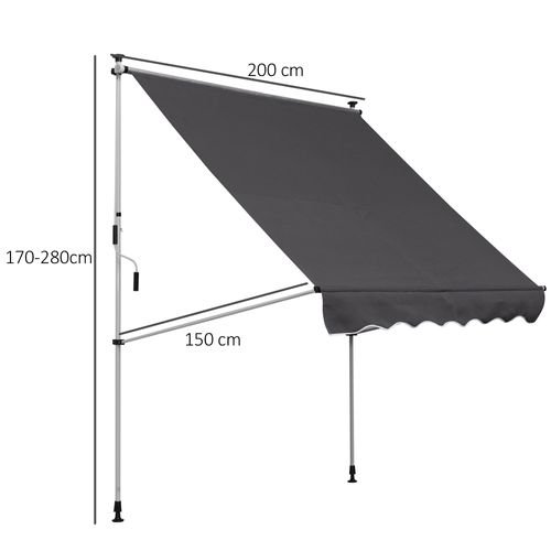 Store Banne Manuel Rétractable 2l X 1,5l X 1,7-2,8h M