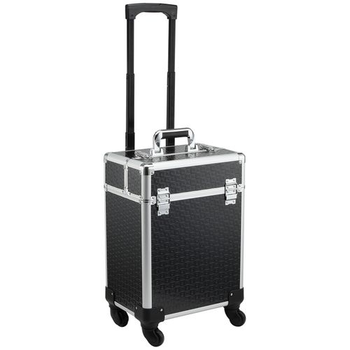 Valise Trolley Mallette Maquillage Verrouillable Alu. Noir