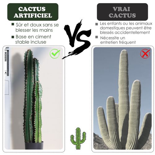 Cactus Artificiel Grand Réalisme Dim. Ø 14 X 100h Cm Vert