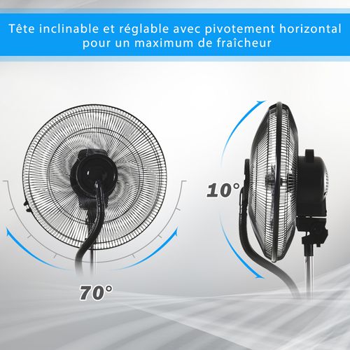 Ventilateur Brumisateur Sur Roulettes 90 W Programmable Oscillant Avec Télécommande Noir