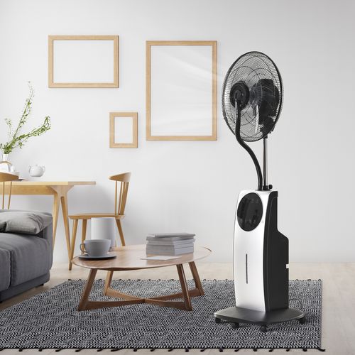 Ventilateur Brumisateur Sur Roulettes 90 W Programmable Oscillant Avec Télécommande Noir
