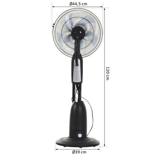 Ventilateur Brumisateur Sur Roulettes 90 W Oscillant 4 Vitesses