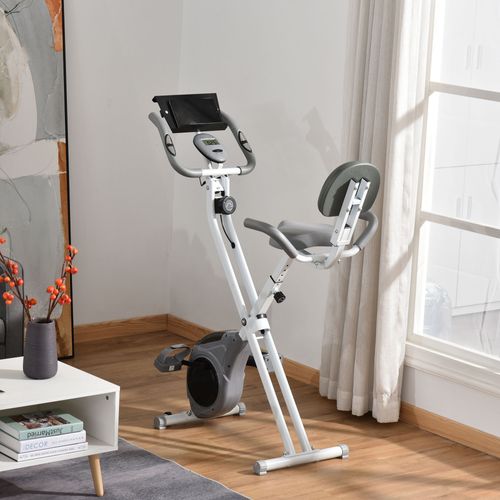 Vélo D'appartement Pliable Écran Multifonction Blanc Gris