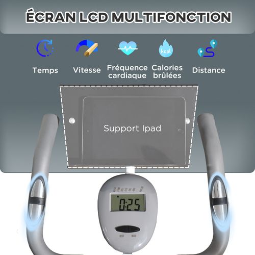 Vélo D'appartement Pliable Écran Multifonction Blanc Gris