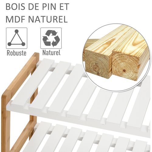 Meuble à Chaussures Range-chaussures 3 Niveaux Bambou Mdf