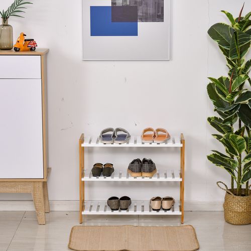 Meuble à Chaussures Range-chaussures 3 Niveaux Bambou Mdf
