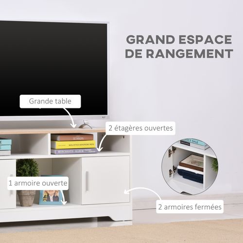 Meuble TV 2 Portes 3 Niches Effet Bois