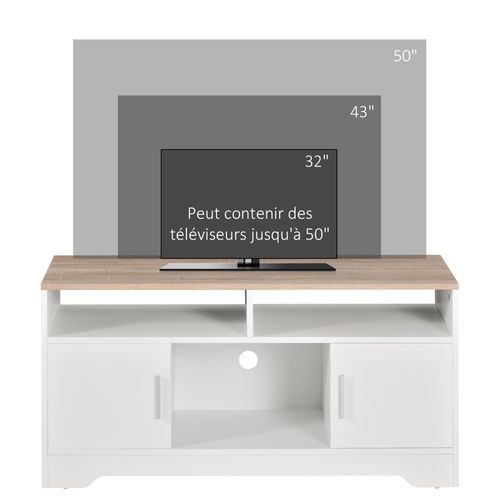 Meuble TV 2 Portes 3 Niches Effet Bois