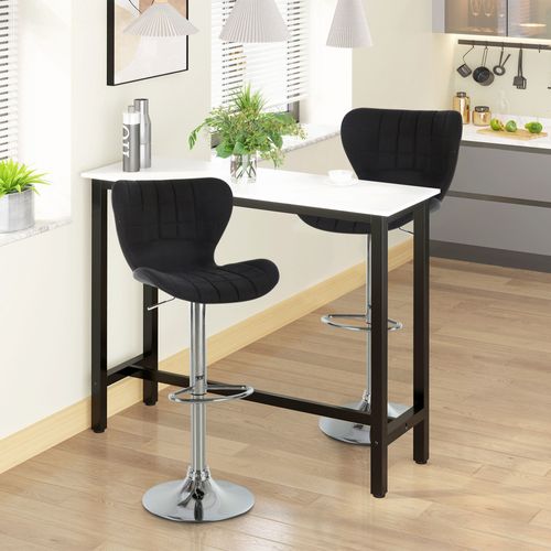 Lot De 2 Tabourets De Bar Design Contemporain Hauteur D'assise Réglable 59-81 Cm Pivotant 360° Lin