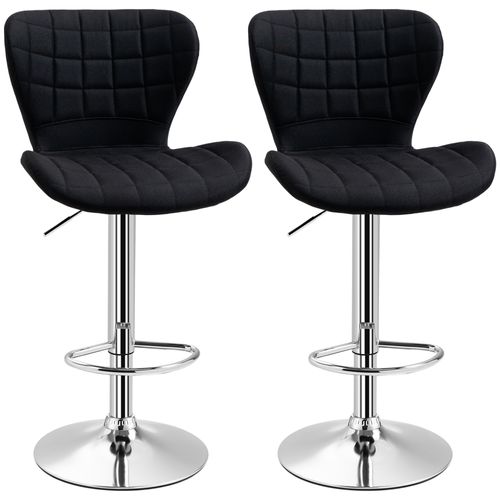 Lot De 2 Tabourets De Bar Design Contemporain Hauteur D'assise Réglable 59-81 Cm Pivotant 360° Lin