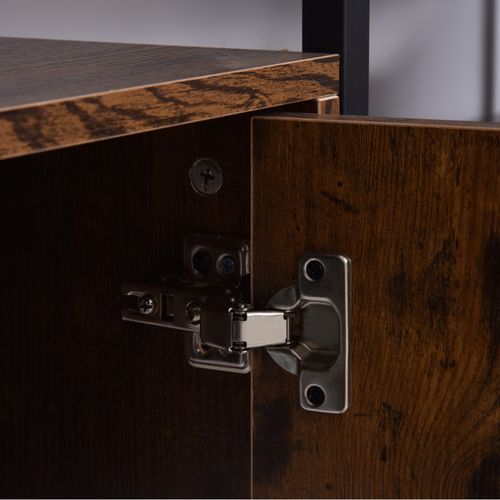 Bibliothèque Style Industriel 3 Étagères + Placard 2 Portes