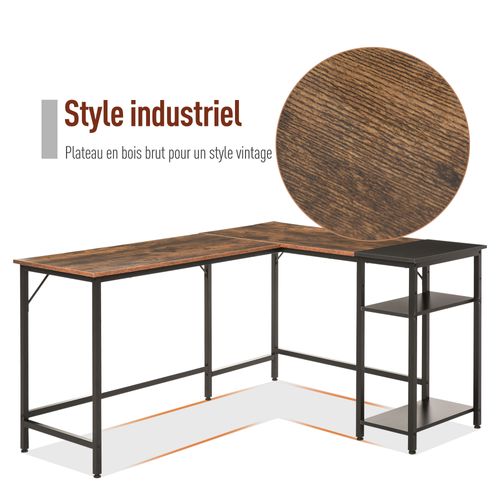 Bureau Informatique Design Industriel Aspect Vieux Bois Métal Noir