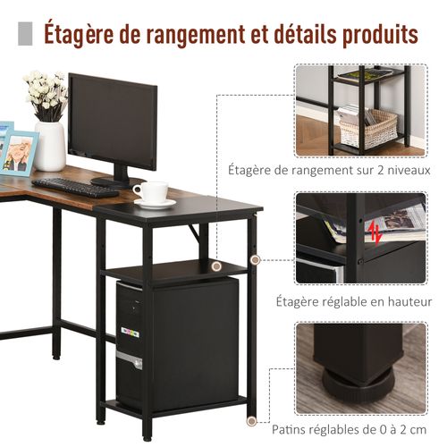 Bureau Informatique Design Industriel Aspect Vieux Bois Métal Noir