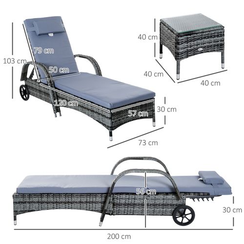 Lot De 2 Bains De Soleil Avec Matelas Table Basse Résine Tressée