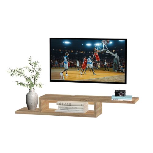 Etagère mural Meuble TV Mural Flottant Design Panneaux Particules Chêne Clair