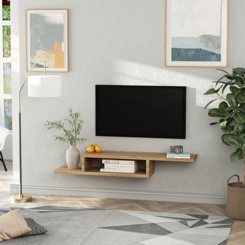 Etagère mural Meuble TV Mural Flottant Design Panneaux Particules Chêne Clair