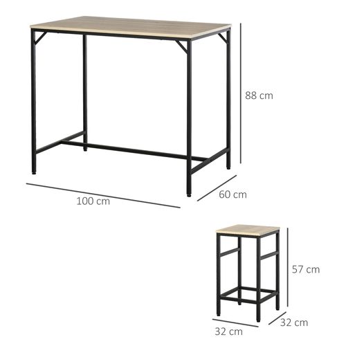 Ensemble Table De Bar Design Industriel + 4 Tabourets