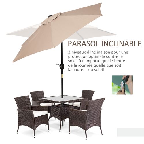 Parasol Hexagonal Inclinable Métal Polyester Haute Densité