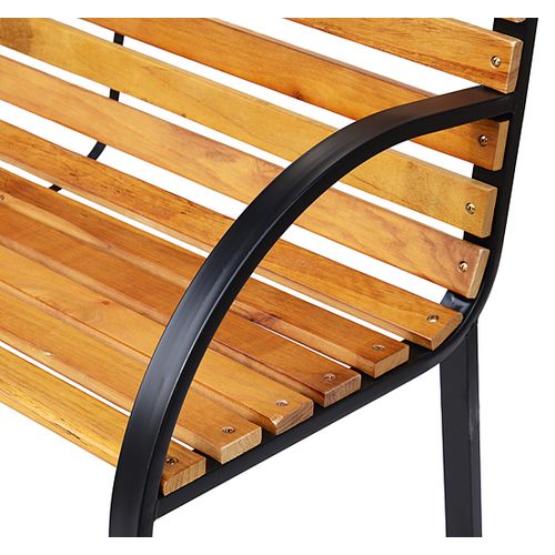 Banc De Jardin 2 Places Style Rural Chic Acier Époxy Bois Lasuré