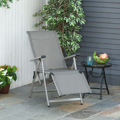 Chaise Longue Pliable Dossier Repose-pied Réglable Métal Époxy Textilène