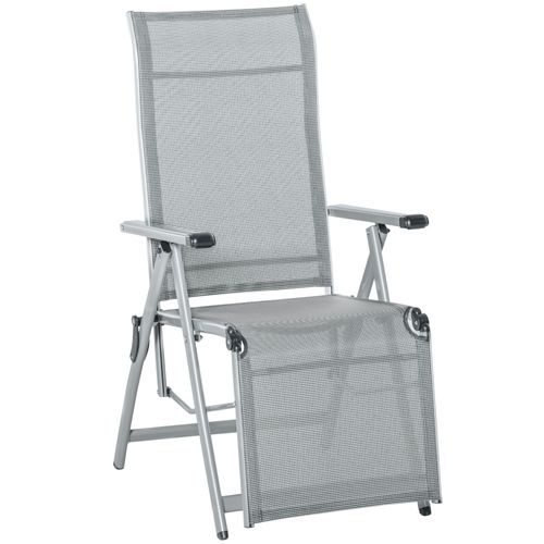 Chaise Longue Pliable Dossier Repose-pied Réglable Métal Époxy Textilène