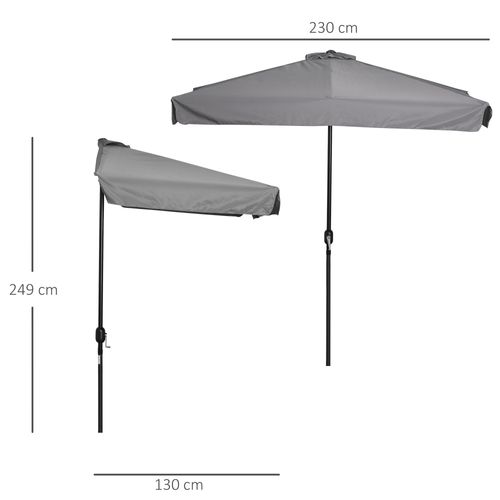 Parasol De Balcon - Demi Parasol - 5 Entretoises Métal Polyester Haute Densité