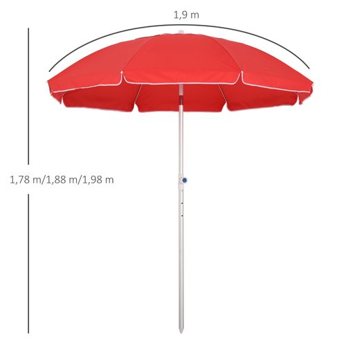 Parasol Inclinable Octogonal D. 190 Cm Sac De Transport Alu Polyester