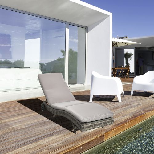 Bain De Soleil Inclinable 5 Positions Matelas Résine Tressée