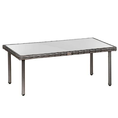 Table Basse De Jardin Plateau Verre Trempé Résine Tressée