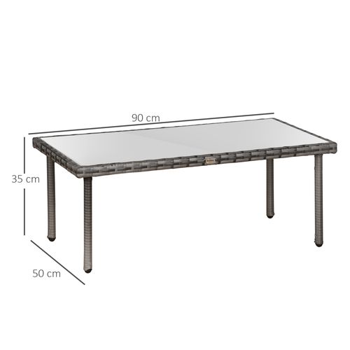Table Basse De Jardin Plateau Verre Trempé Résine Tressée
