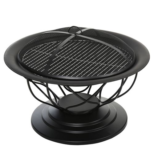 Brasero Boule De Feu Grille à Charbon Et Cuisson Métal Noir