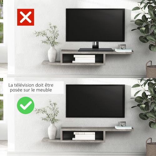 Meuble TV Mural Flottant Design Panneaux Particules