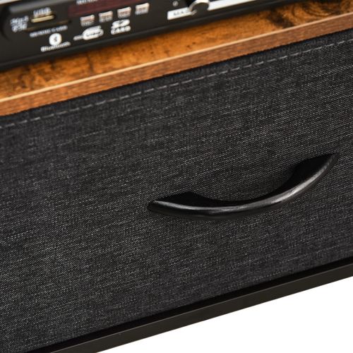 Meuble TV Bas Sur Pieds Style Industriel 2 Tiroirs Tissu