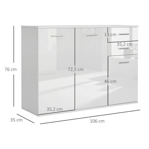 Buffet 2 Tiroirs Coulissants 2 Placards Étagère