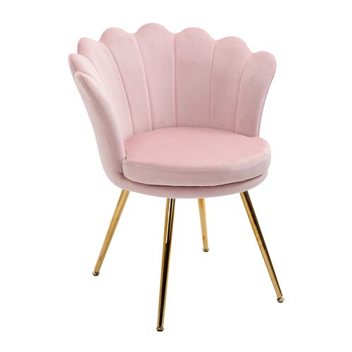 Chaise Design Coquillage Pieds Métal Dorés Effilés Velours