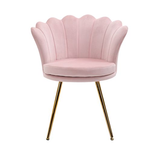 Chaise Design Coquillage Pieds Métal Dorés Effilés Velours