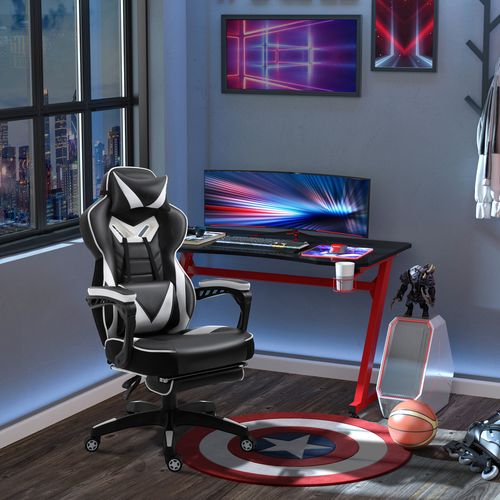 Fauteuil De Bureau Gamer Inclinable Repose-pied Coussins Revêtement Synthétique