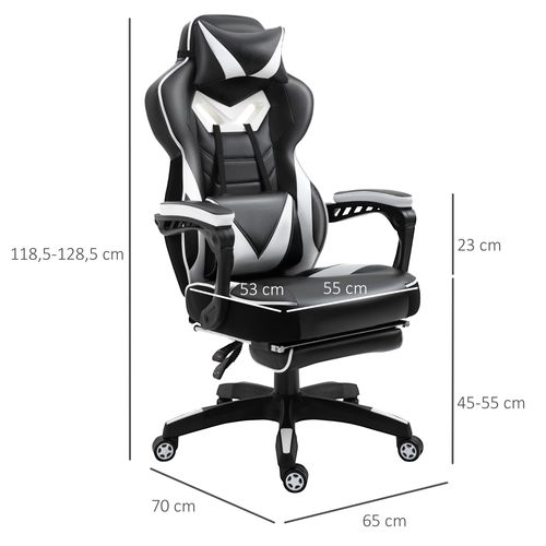 Fauteuil De Bureau Gamer Inclinable Repose-pied Coussins Revêtement Synthétique