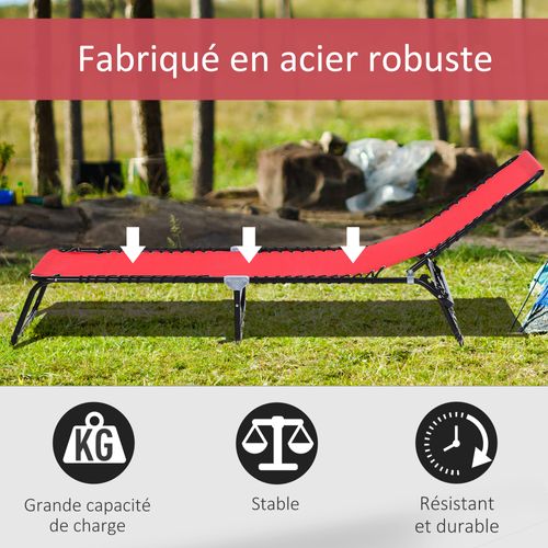 Transat Pliable Dossier Inclinable Réglable Acier Textilène