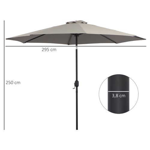 Parasol Octogonal Inclinable 3 M Métal Polyester Gris Clair