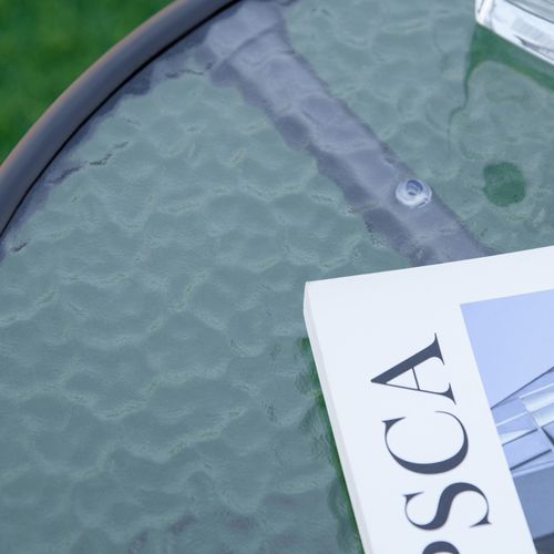 Table Basse Ronde Bistro De Jardin Métal Époxy Noir