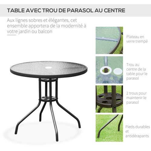 Ensemble Salon De Jardin 6 Pièces - Acier Époxy Café Textilène Polyester