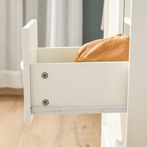 Armoire Placard Porte 5 Étagères, 3 Niches, 2 Tiroirs Blanc