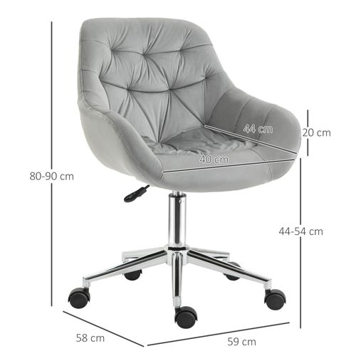 Chaise De Bureau Design Chesterfield Piètement Chromé Velours Gris