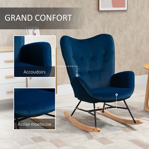 Fauteuil à Bascule Oreilles Grand Confort Aspect Velours